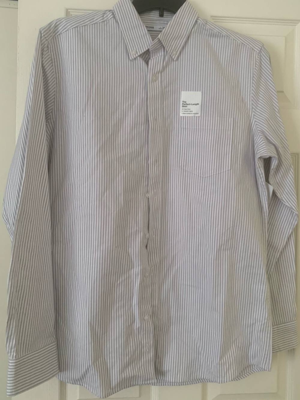 NWT Sonoma Blue Stripe Button-Down Dress Shirt Size: Large Tall